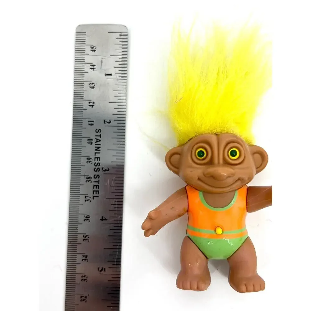 Vintage Soma Lucky Troll Doll Yellow Hair Yellow Eyes Interactive Eyes Light Up